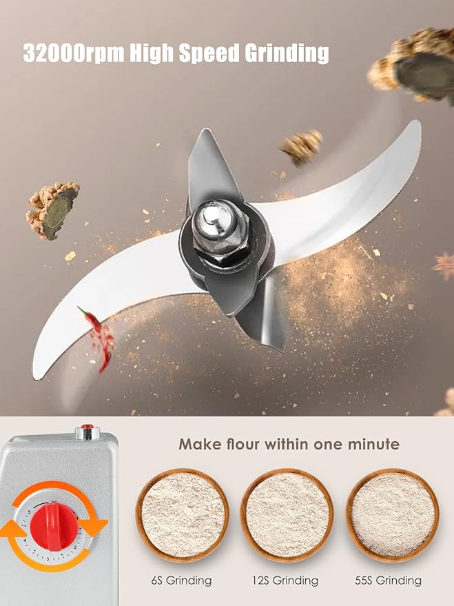 CGOLDENWALL 2500g Electric Grain Grinder Mill Safety Upgraded 3600W High-speed Spice Herb Grinder Commercial Superfine Machine Dry Cereals Pulverizer CE 110V (2500g Swing Type) - Bloomnest