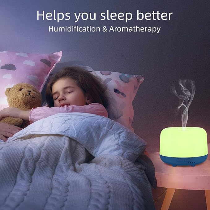 300ML Essential Oil Diffuser with Remote Control, 7 LED Color Changing Light,Ultrasonic Cool Mist Scent Humidifier - Bloomnest