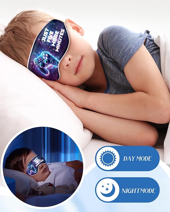 Kids Sleep Mask - Silk Eye Mask for Kids Cute Cartoon Cool Kawaii Soft Smooth Lightweight Boys Girls Teens Sleeping Mask with Adjustable Straps, Game - Bloomnest
