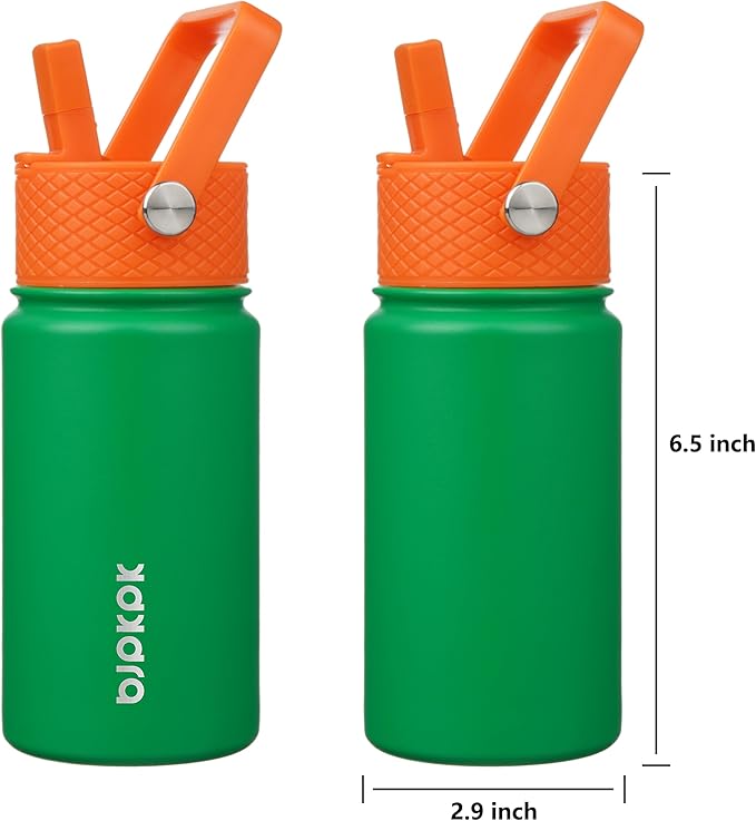 BJPKPK Insulated Water Bottle with Straw Lid, 15 oz Stainless Steel Metal Water Bottles, Reusable Leak Proof BPA Free Thermo, Flask, Cups - Macaron Matcha - Bloomnest
