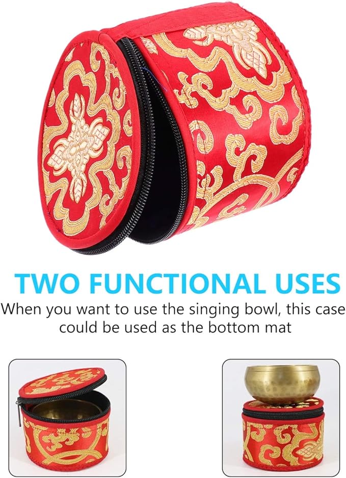 VAKUUM Gift Wrapping Bags Chanting Bowl Travel Bag Tibetan Singing Bowl Case Buddhist Singing Bowl Carry Bag Sound Bowl Holder Case Storage Bag Round Storage Tote Bag Gift Wrap Bags - Bloomnest