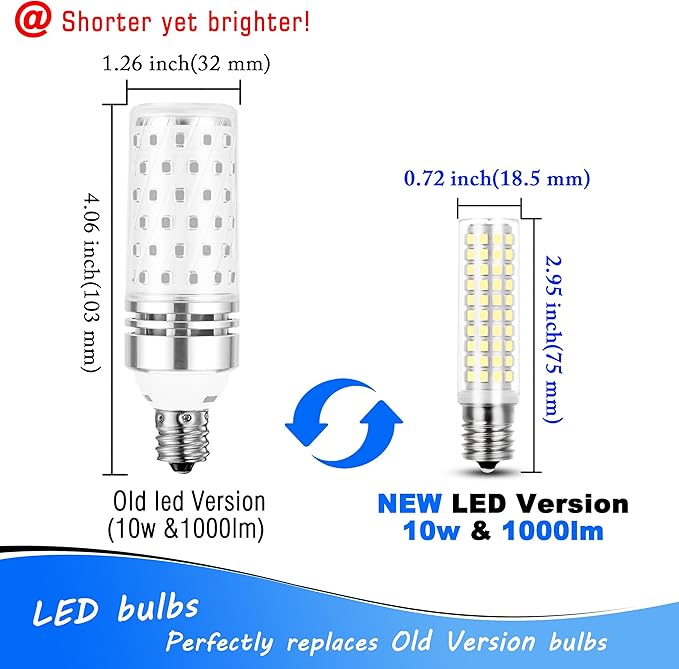 E17 LED Light Bulb 10 Watt Equivalent 100W 6000K Daylight White 1000lm 120V E17 Intermediate Base LED Bulb for Desk Lamp,Ceiling Fan Lights, Headboard Reading Lights, Non-Dimmable, 3 Pack - Bloomnest