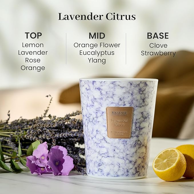 M&SENSE LavenderCitrus Scented Candles for Home, 3-Wick Highly Scented Jar Candles, Extra Large Candle 35 Oz 150 Hours Long Lasting Burning, Relaxing Aromatherapy Candle for Stress Relief, Meditation - Bloomnest