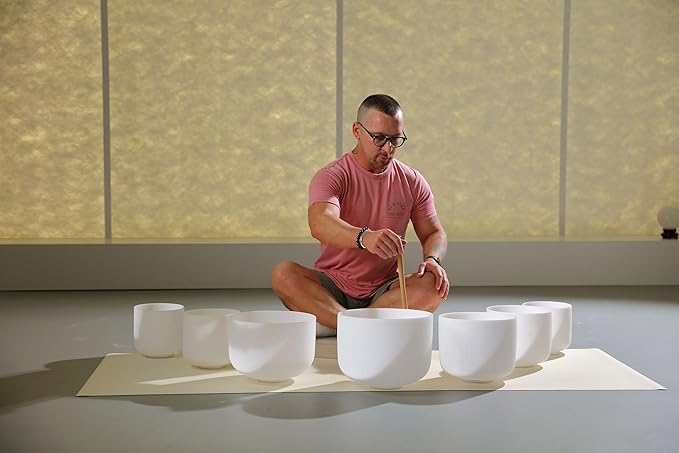 TOPFUND 440 Hz Chakra Set of 7 Crystal Singing Bowls 6-10 inch with Heavy Duty Carrying Cases and Singing Bowl Mallets - Bloomnest