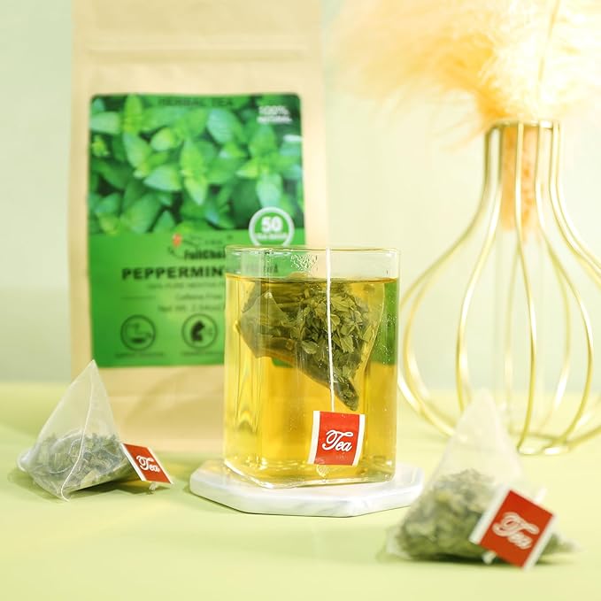FullChea - Peppermint Tea Bags, 50 Teabags - Premium Peppermint Leaves - Refreshing & Minty - Non-GMO - Caffeine-free - Freshen Breath & Aid Digestion - Bloomnest