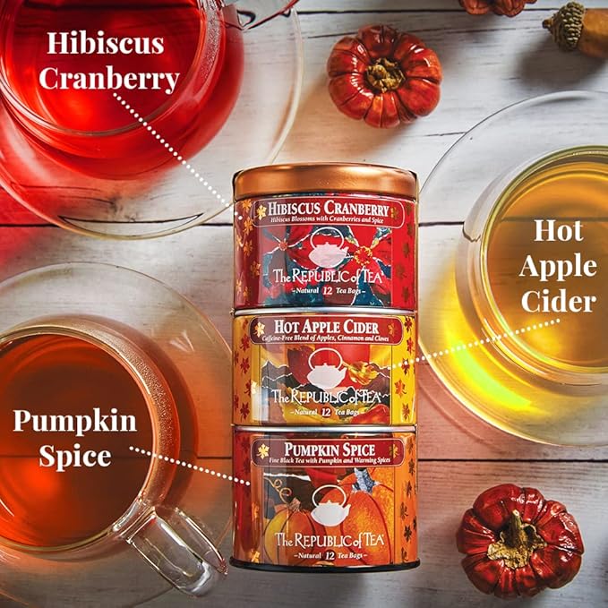 The Republic of Tea – Harvest Stackable Tea Tin, Autumn Assortment, 36 Tea Bags - Bloomnest