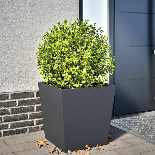Garden Planter Anthracite, Spacious, Metal Steel Planter Box, Freestanding Planter for Flower Vegetable Fruit Herb, Modern, Square, Large, 19.7"x19.7"x19.7" - Bloomnest