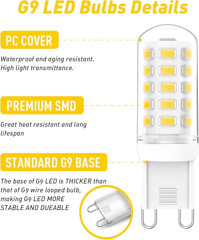Dimmable G9 Led Bulbs 3W 4000K Neutral White (G9 Halogen 20W 25W 30W Equivalent) AC120V 0-100% Dimming G9 Led Bulbs for Chandelier Ceiling Pendant Lighting, No Flicker, 4-Pack - Bloomnest