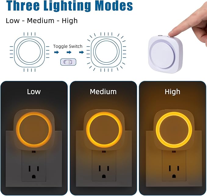 Amber Night Lights Plug into Wall, 4 Packs Dimmable Night Light with Dust to Dawn Sensor, Automatically Turn on and Off, Gentle Glow Nightlight for Bathroom,Bedroom,Stairs,Kitchen,Hallway, Amber - Bloomnest