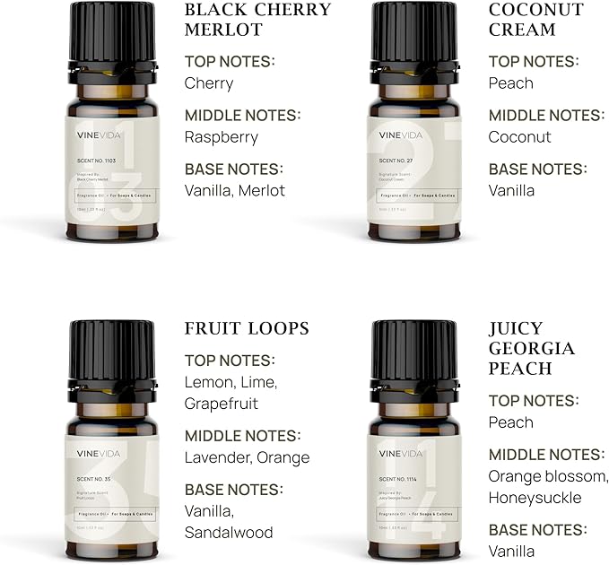 VINEVIDA [Set of 8] Fruit Scents for Candle Making, Made in USA Candle Fragrance Oil, Soap Making Essential Oils, Diffuser Oil Scents - Bloomnest