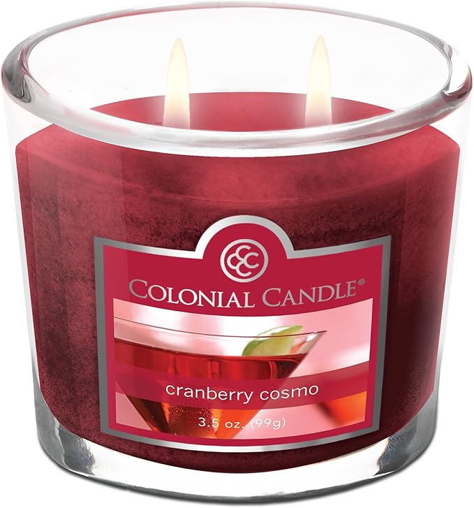 Colonial Candle Cranberry Cosmo Scented Jar Candle, 2 Wick, 3.5 oz, Mottled Wax Candle - Bloomnest