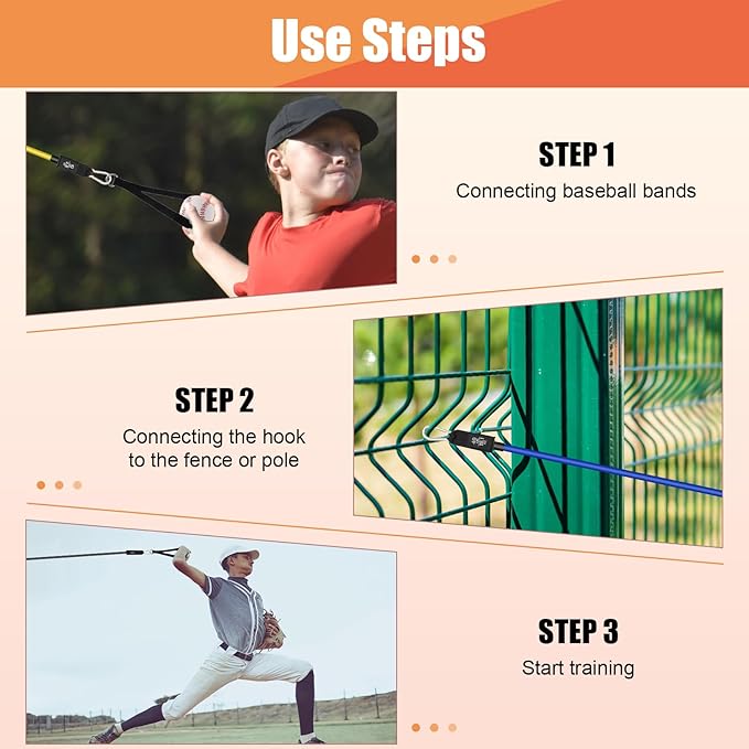 12PCS Baseball Resistance Bands, COITEK Baseball Arm Training Bands Stretching Bands with Interchangeable Grips for Physical Therapy, Muscle Training, Home Workouts - Bloomnest