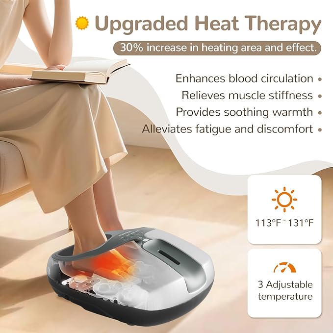 Howdy Cooling and Heating Foot Massager for Feet, Size 13 - Shiatsu Massage with Remote Control, Relief Plantar Fasciitis & Swollen Feet, 2025 Christmas Gift for Her/Him (30% Larger Heat Area) - Bloomnest
