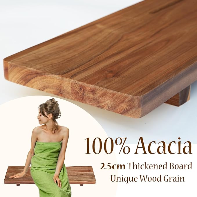 Premium Acacia Wood Bathtub Tray Caddy with Adjustable Legs, Minimalistic Design Bath Tray for Tub, Bathtub Accessories, Fit Standard and Against Wall Bath Tubs, Gift Idea for Women - Bloomnest