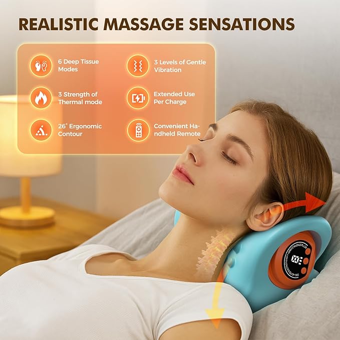 Neck Massager 2026 New Upgrade 3 in 1 Portable Massager with Heat &Comfortable Stretching–Adjustable Intensity for Neck & Shoulder Relaxation at Home,Office,Travel HarrFlow