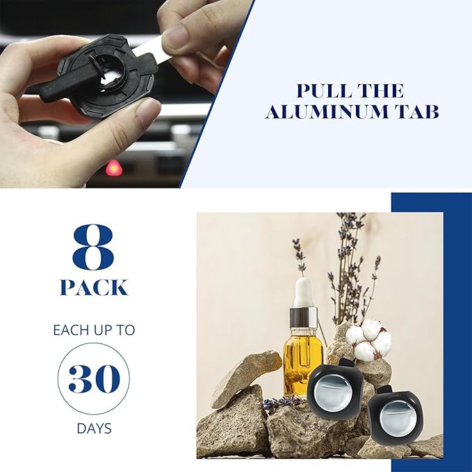Car Air Freshener Vent Clips, 8 Pack, Provides Long-Lasting Scent, Up to 240 Days, Odor Eliminator (New Car Scent) - Bloomnest