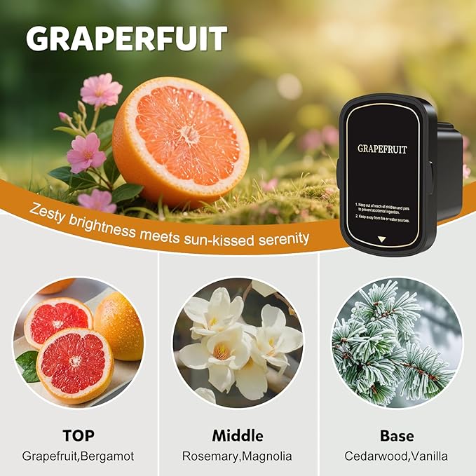 2025 Upgraded Smart Car Air Freshener Diffuser, New Car Smell Air Freshener Long Lasting, Auto On/Off, Adjustable Modes, Car Scent with 8 Ambient Lights, Car Diffusers for Essential Oil-Grapefruit - Bloomnest