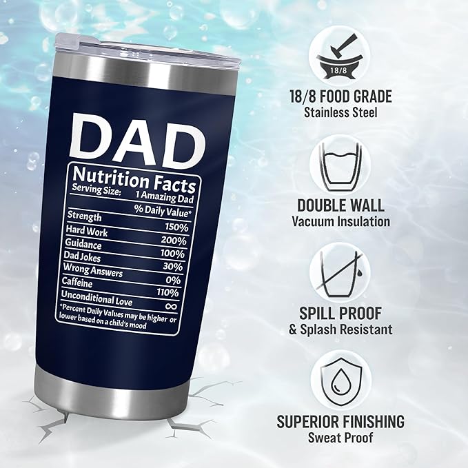 TEEZWONDER Christmas Birthday Gifts for Dad from Daughter Son Wife Kids - 20 oz Stainless Steel Insulated Coffee Tumbler - Grandpa Gift, Mens Birthday Gift Ideas - Bloomnest