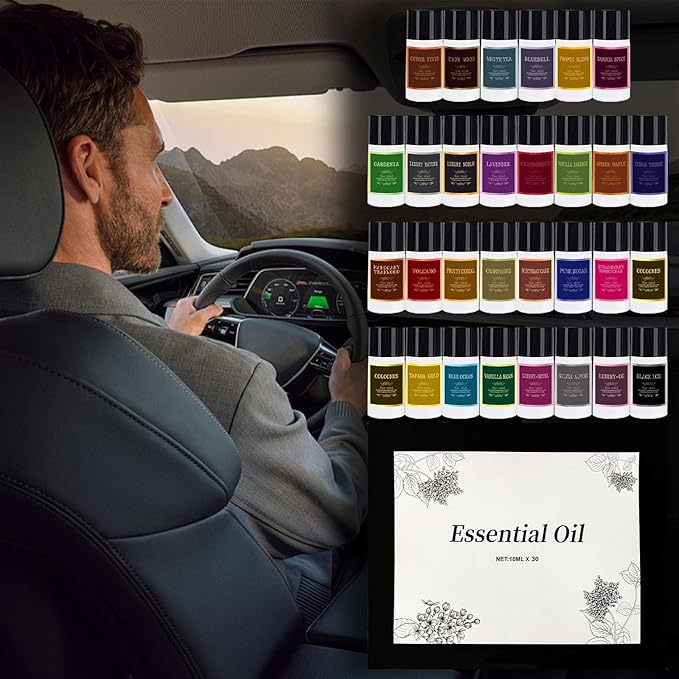 Car Air Freshener Refill Cologne Aromatherapy Oil 30 PCS, Essential Oils Mixed Fragrance Set for Car Diffusers (No Diffuser Included) - Bloomnest