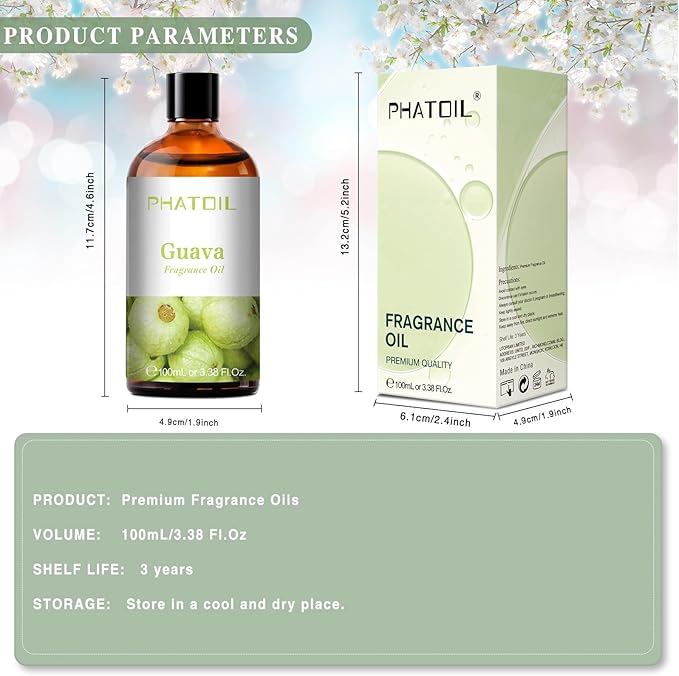 PHATOIL 3.38FL.OZ Guava Fragrance Oils for Aromatherapy, Essential Oils for Diffusers for Home, Perfect for Diffuser, Yoga, Skin Care, DIY Candle and Soap Making - 100ml - Bloomnest