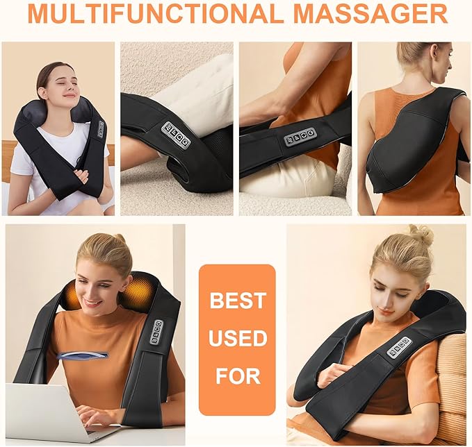 Neck Massager,Gifts for Women Men Mom Dad - Shiatsu Back and Neck Massager,Shoulder Massager Deep Tissue with Heat,Electric 4D Massage Pillow(NOT Cordless)
