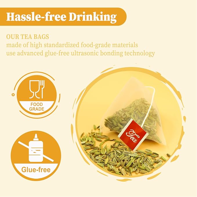 FullChea - Fennel Tea Bags, 30 Teabags, 4g/bag - Premium Whole Fennel Seeds - Non-GMO - Caffeine-free - Helps Improve Digestion & Immune System - Bloomnest