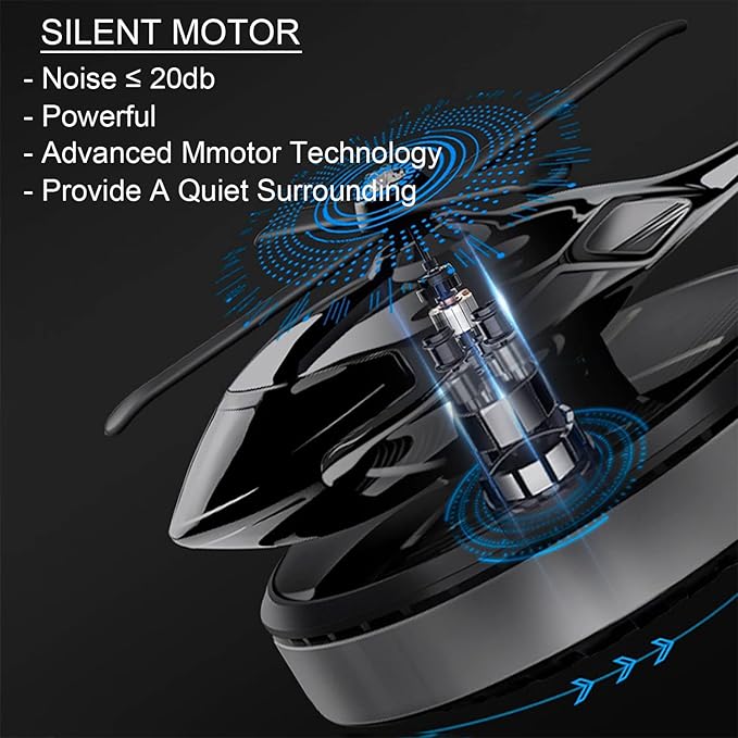 Car Air Freshener, Helicopter Solar Energy Rotating Aromatherapy Aviation Al Alloy Diffuser, Interior Decoration Accessories Diffuser for Car and Home (Silver) - Bloomnest
