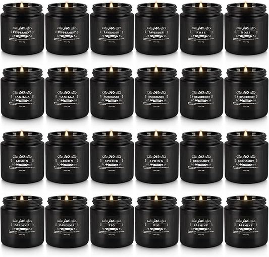 Scented Candles Gifts Set 24 Pack Soy Wax Travel Tin Jar Candles for Home 3.05 OZ for Mom for Christmas, Birthday, Thanksgiving, Mother's Day(Black) - Bloomnest