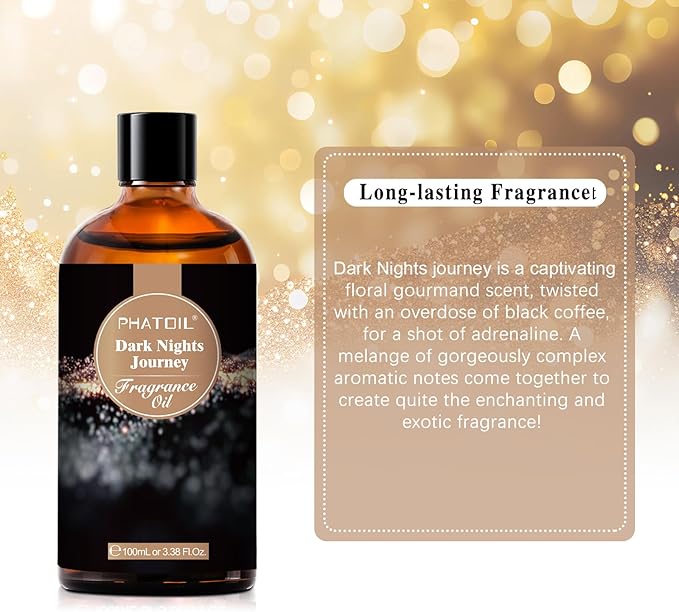 PHATOIL Dark Nights Journey Fragrance Oils for Aromatherapy, 3.38FL.OZ Diffuser Oils for Home, Perfect for Aromatherapy, Humidifiers, Yoga, DIY Candle and Soap Making - 100ml - Bloomnest