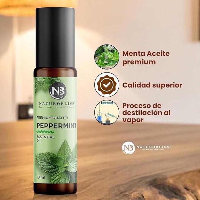 NaturoBliss Peppermint Essential Oil Roll-On, 10 ml - Bloomnest