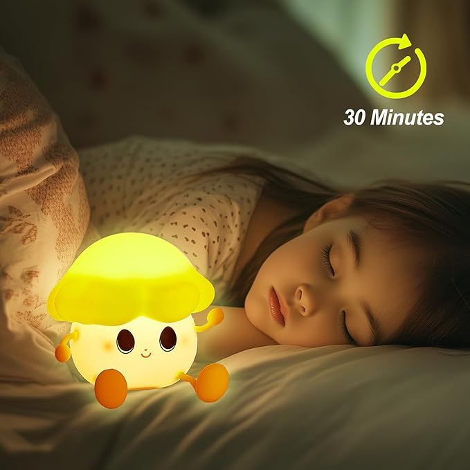 Mushroom Night Light for Kids, Cute Silicone Night Light, 7 Adjustable Color Breathing Mushroom Lamp, Rechargeable USB LED Touch Light for Children's Room Decor, Christmas Birthday Gift (Red) - Bloomnest
