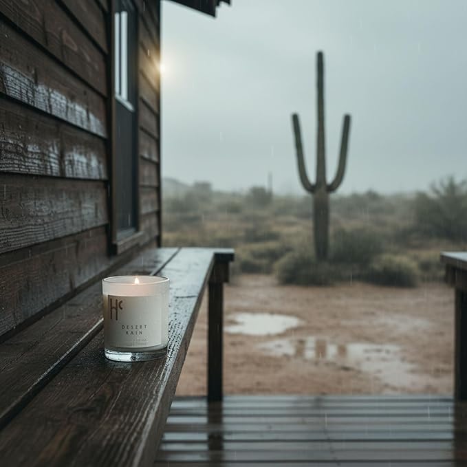 Desert Rain Single Wick Soy Candles, Luxury Scented Candles for Home - Up to 60 Hour Burn Time, Cruelty-Free Soy Wax Blend - Rain Fragrance, Notes of Cardamom & Apple Blossom (9 oz) - Bloomnest
