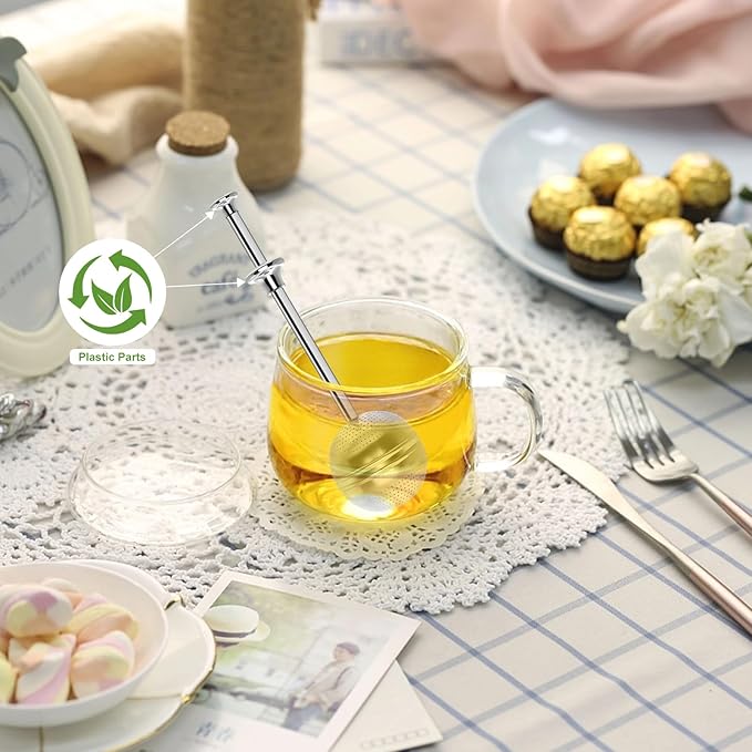 Numola Long Handle Tea Ball Stainless Steel, 2Pcs Premium Tea Infuser Filter for Loose Leaf Tea, Reusable Fine Mesh Tea Interval Diffuser Strainer for Cup and Teapot - Bloomnest