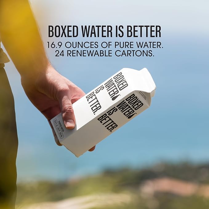 Boxed Water 16.9 oz. (24 Pack) – A Sustainable Alternative — Better Than Premium Plastic Bottles — Purified Drinking Water in Plant-Based Cartons – BPA-Free, Refillable & Recyclable Cartons - Bloomnest