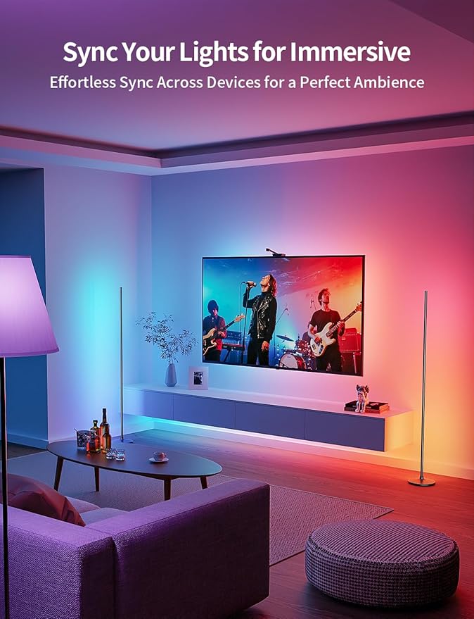 Ailofy Corner Floor Lamp, Corner Lamp Compatible with Alexa & Google Assistant, 16 Million DIY Colors, Sync with Music, App Control, Timer Setting, LED Floor Lamp for Living Room and Bedroom, Black - Bloomnest