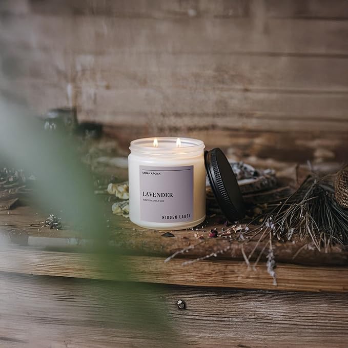 Hidden Label Lavender Scented Candle, 12oz 2 Wick Natural Candles Soy Non Toxic, Clean Burning Long Lasting Aromatherapy for Home Scented | Gifts | Décor,Premium Scents for Relaxation & Stress Relief - Bloomnest