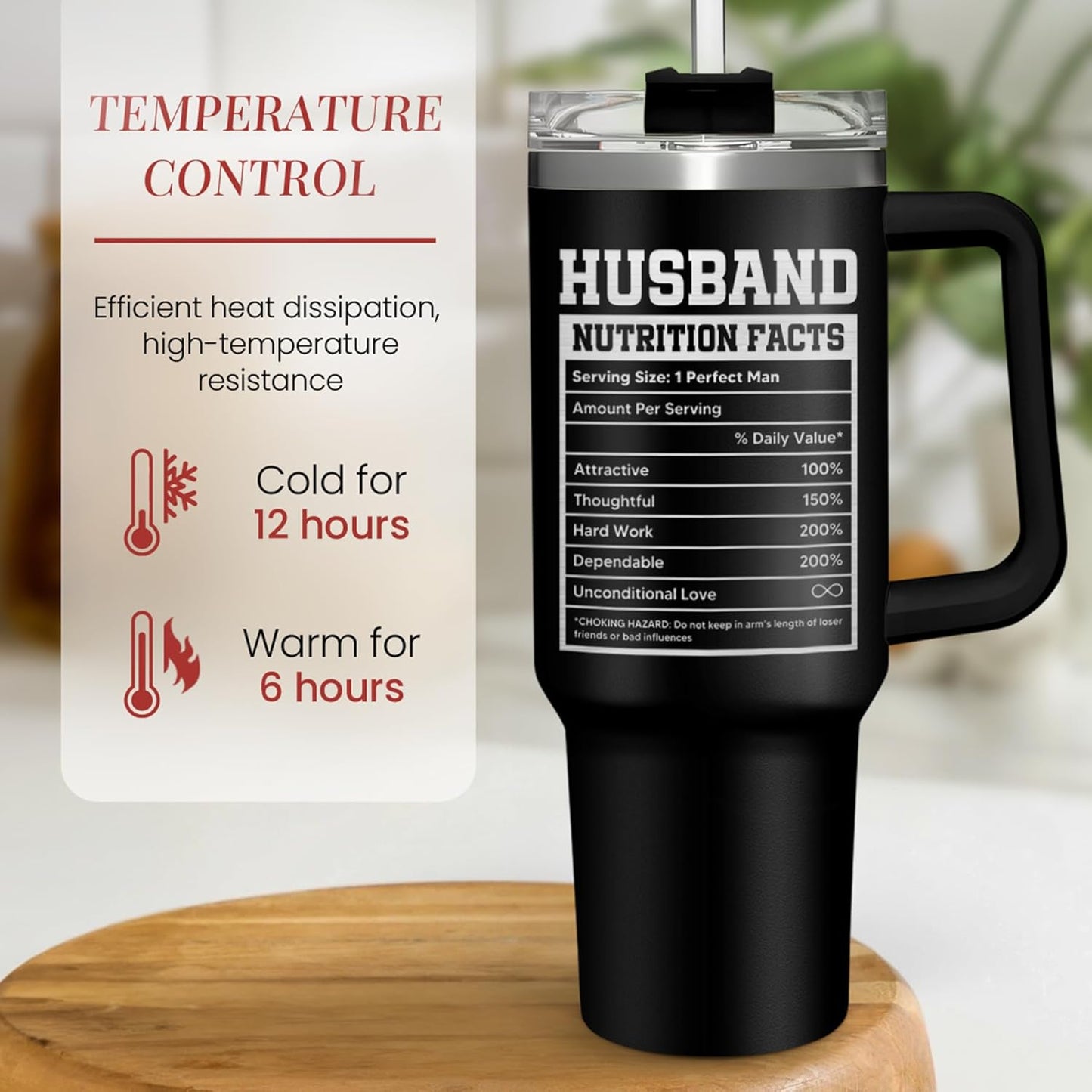 Best Husband Ever Gifts, Husbands Tumbler with Handle 40oz Stainless Steel Insulated with Straw Lid, Gifts for Hubby from Wife, Presents for Husband Valentines Birthday ChristmasWedding Anniversary