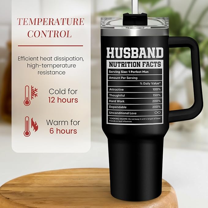 Best Husband Ever Gifts, Husbands Tumbler with Handle 40oz Stainless Steel Insulated with Straw Lid, Gifts for Hubby from Wife, Presents for Husband Valentines Birthday ChristmasWedding Anniversary - Bloomnest