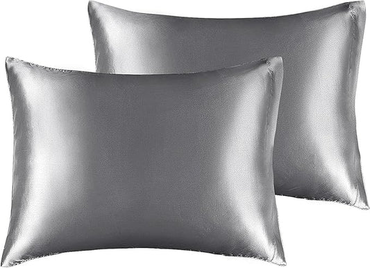 BEDELITE Satin Pillowcase for Hair and Skin, Super Soft and Cooling Similar to Silk Pillow Cases 2 Pack with Envelope Closure, Gift for Women Men(13"x18" Toddler Size, Dark Grey) - Bloomnest
