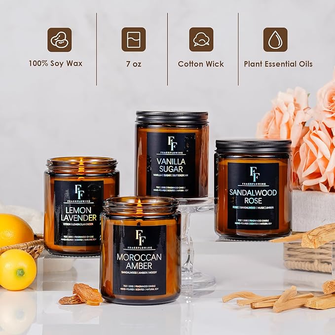 Vanilla Sugar Scented Candles for Home, Soy Wax Candle Aromatherapy Candles Gift for Women Men, 7oz - Bloomnest