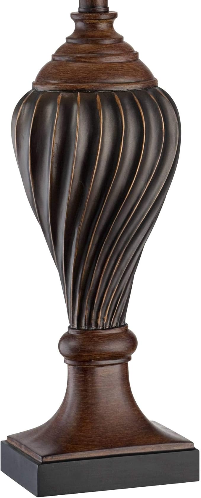 Regency Hill Carved 28 1/2" Tall Urn Traditional End Table Lamps Set of 2 Two-Tone Brown Finish Beige Shade Living Room Bedroom Bedside Nightstand House Office Home Kitchen Entryway Console Family - Bloomnest