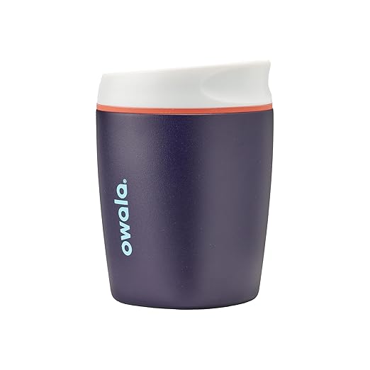 Owala SmoothSip Insulated Stainless Steel Coffee Tumbler, Reusable Iced Coffee Cup, Hot Coffee Travel Mug, Perfect for Cappuccino, BPA Free, 10 oz, Navy (Telescope Tales) Owala