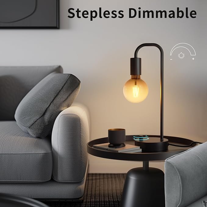 ONEWISH Industrial Lamp Set 3 Piece-1 Floor Lamp and 2 Dimmable Table Lamp- 3 Pack Modern Matching Floor and Table Lamp with Gradient Black Globe Bulb for Living Room,Bedroom(Bulb Included) - Bloomnest