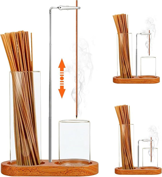 2 in 1 Incense Holder for Sticks Short Incense Stick ，Anti-Ash Flying Insence-Sticks Burner ， Glass Incense Holder Organizer for Meditation Yoga Spa Home Decor Sage - Bloomnest