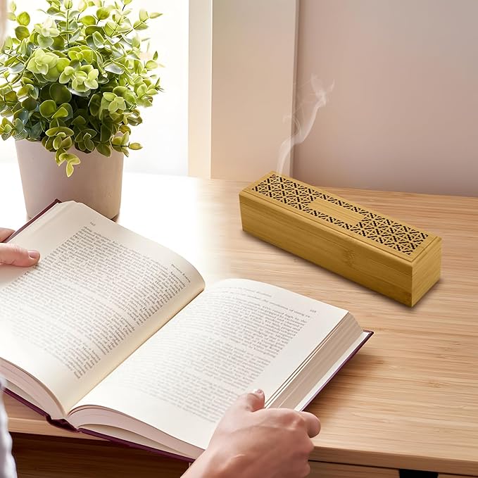 Wooden Incense Holder Burner with Storage - Incense Stick Holder & Ash Catcher for Meditation, Yoga, Bedroom, Study, Office - Exquisite Incense Burner for Home Decor - Bloomnest
