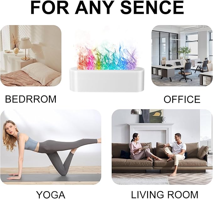 Flame Air Aroma Diffuser Humidifier, Upgraded 7 Flame Colors Aromatherapy Aroma Diffusers for Home, Bedroom, Office, Yoga, Timer & Waterless Auto Off 150ml - Bloomnest