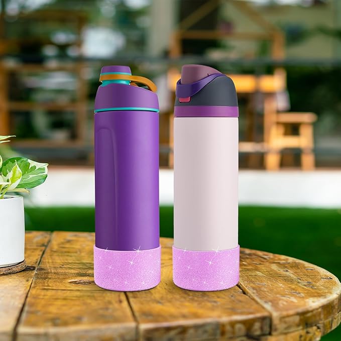 2PCS Silicone Water Bottle Boot for Owala 24oz 32oz 40oz, Anti-Slip Protective Sleeve Bottom Bumper Protector for FreeSip, Twist, and Flip Stainless Steel Water Bottles Alwenid