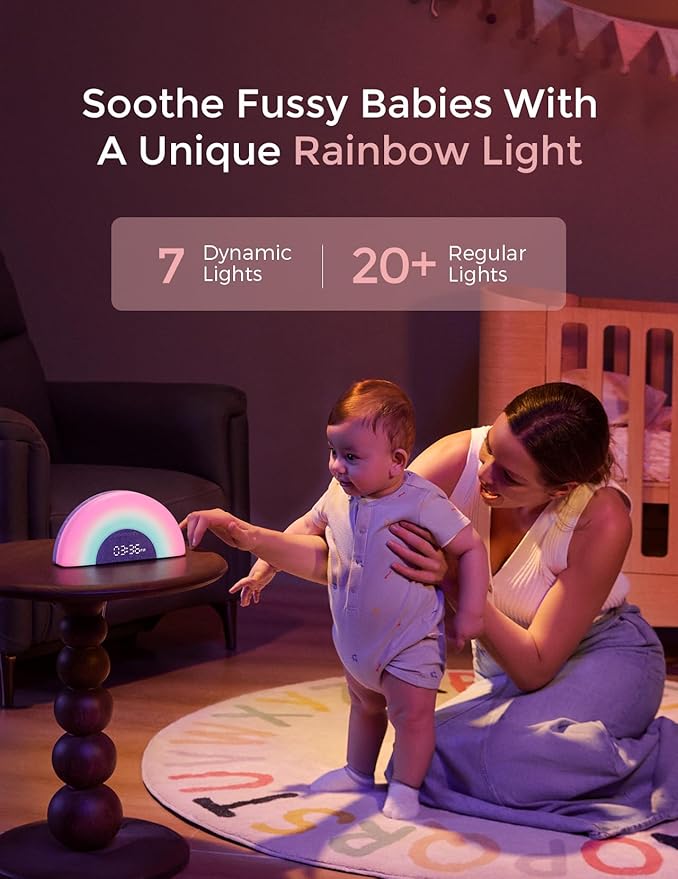 Momcozy Baby Sound Machine & Night Light–White Noise Machine with App Control, Sunrise Alarm, 34 Soothing Sounds–Sleep Trainer for Newborns & Toddlers, Travel Nursery Essential - Bloomnest