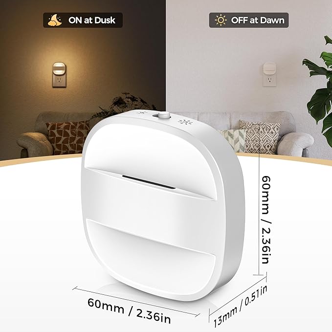 DORESshop Led Night Lights Plug Into Wall, 4 Packs Plug in Night Light Dimmable Mini with Auto Dusk to Dawn Sensor, 3000K Foldable Plug Nightlight Adjustable Brightness for Bedroom, Stairs, Hallway - Bloomnest
