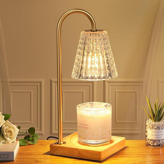 Hong-in Candle Warmer Lamp, Candle Lamp Warmer with Timer,Wax Melt Warmer,Crystal Candle Heater Lamp for Scented Wax, Elegant Home Decor, Clear Glass